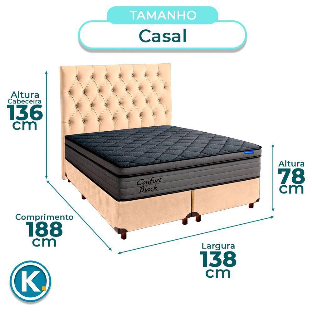Box Perola + Cabeceira + Colchão Casal Confort Black Ortobom - 3