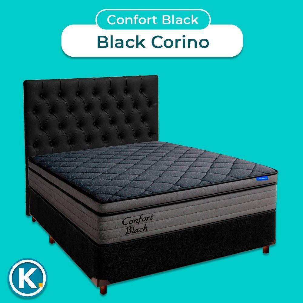 Cama Box Preto+cabeceira+colchão Casal Confort Black Ortobom - 4