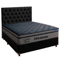 Cama Box Preto+cabeceira+colchão Casal Confort Black Ortobom - 1
