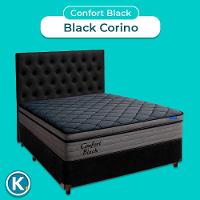 Cama Box Preto+cabeceira+colchão Casal Confort Black Ortobom
