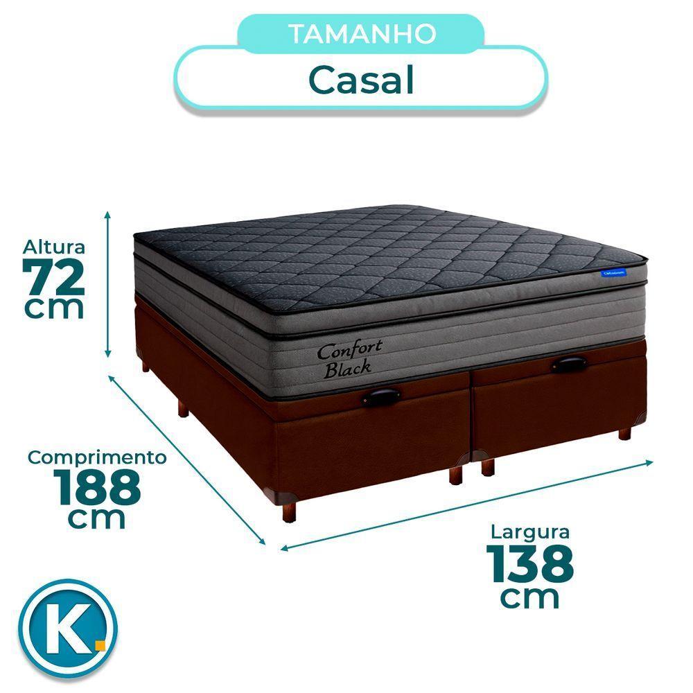 Cama Box Bau Marrom+colchão Casal Confort Black Ortobom - 3