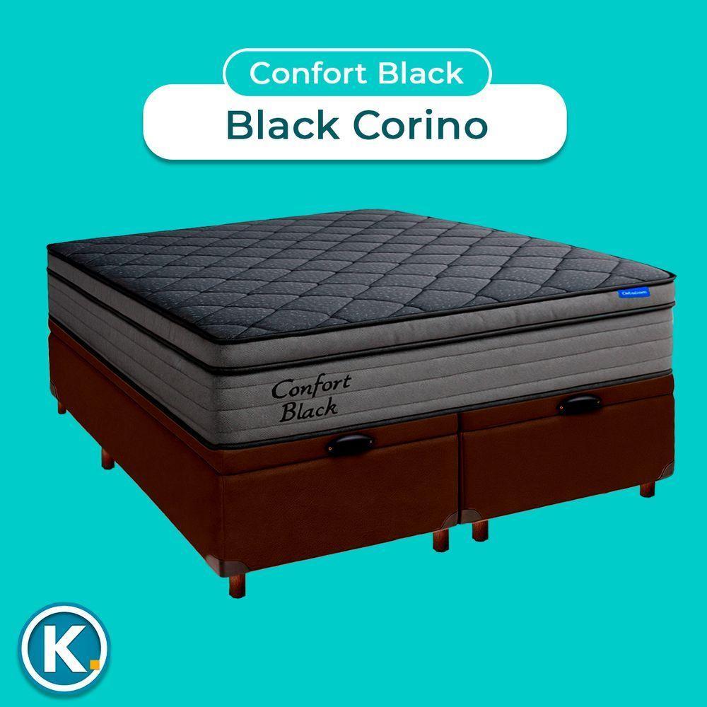 Cama Box Bau Marrom+colchão Casal Confort Black Ortobom - 4
