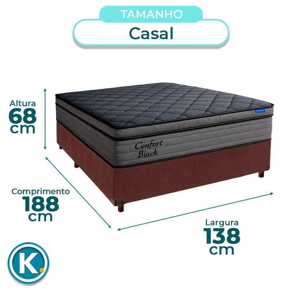 Cama Box Marrom+colchão Casal Confort Black Espuma Ortobom - 3
