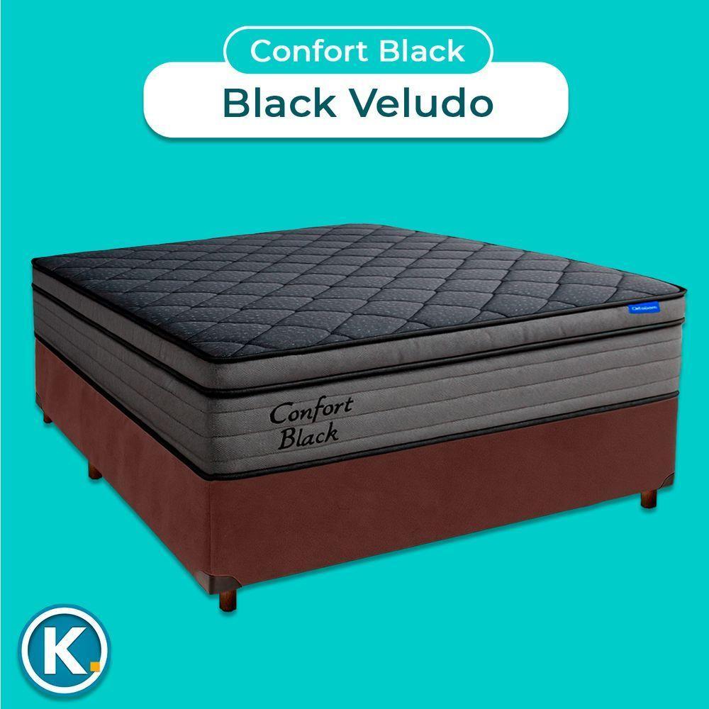 Cama Box Marrom+colchão Casal Confort Black Espuma Ortobom - 4