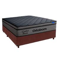 Cama Box Marrom+colchão Casal Confort Black Espuma Ortobom - 1