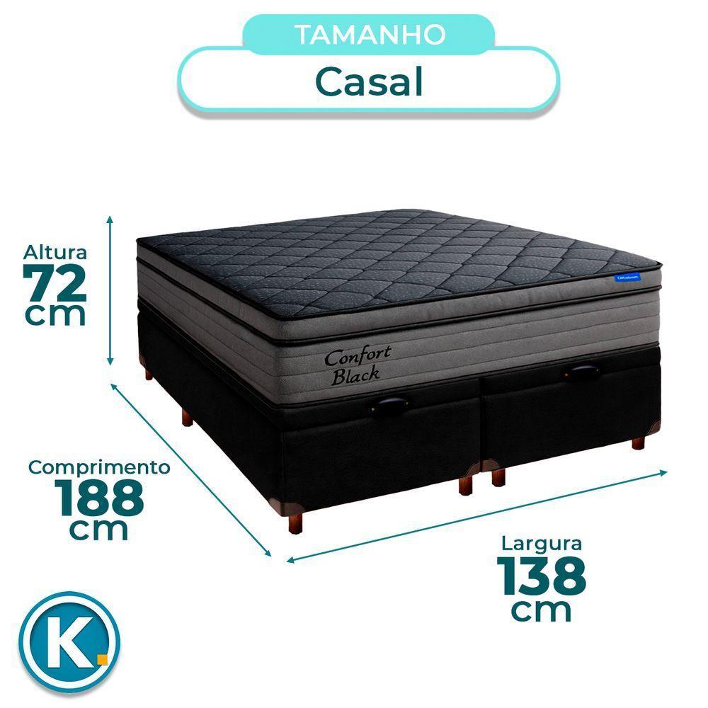 Cama Box Bau Preto+colchão Casal Confort Black Ortobom - 3