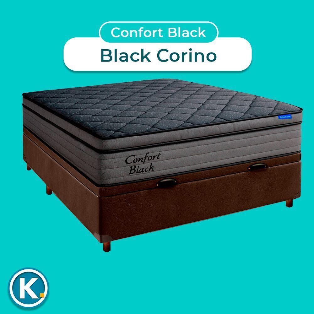 Cama Box Bau Marrom+colchão Casal Confort Black Ortobom - 4