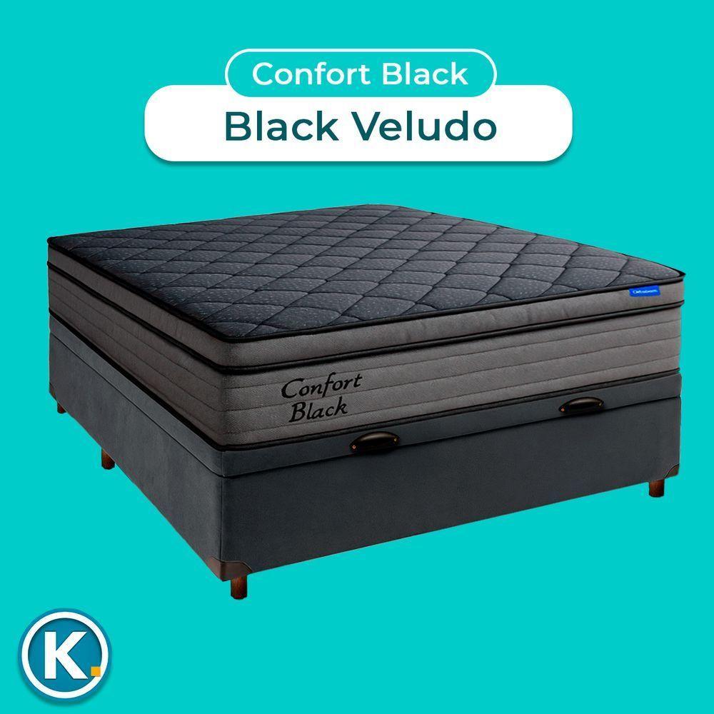 Cama Box Bau Cinza+colchão Casal Confort Black Ortobom - 4