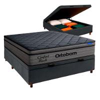 Cama Box Bau Cinza+colchão Casal Confort Black Ortobom - 1