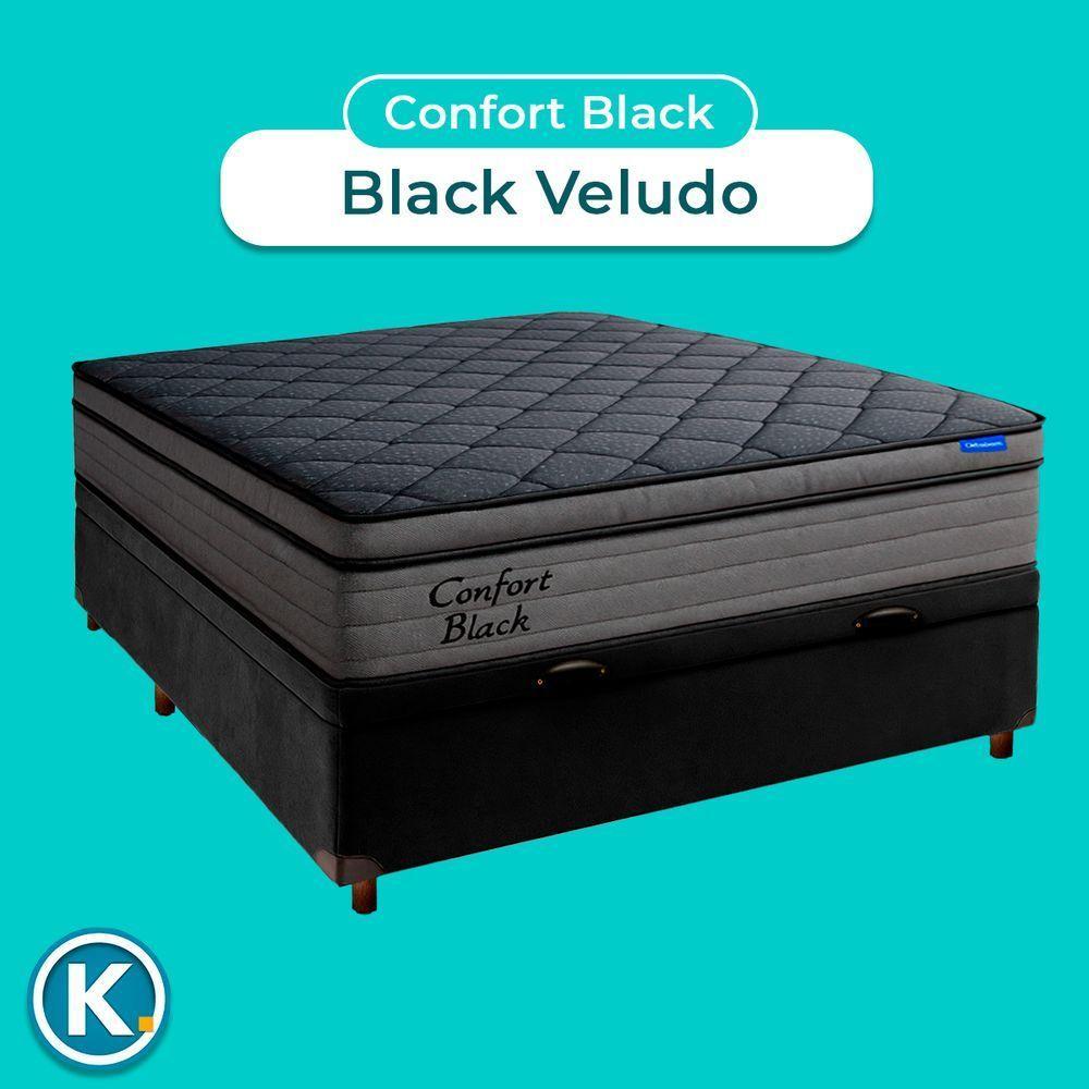 Cama Box Bau Preto+colchão Casal Confort Black Ortobom - 4