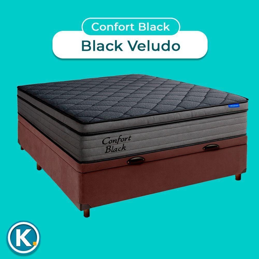 Cama Box Bau Marrom+colchão Casal Confort Black Ortobom - 3