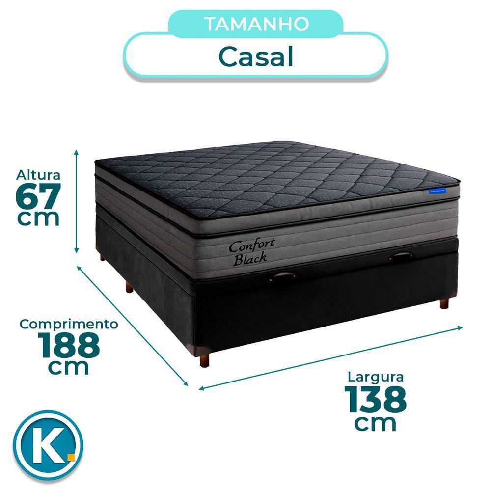 Cama Box Bau Preto+colchão Casal Confort Black Ortobom - 3