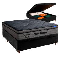 Cama Box Bau Preto+colchão Casal Confort Black Ortobom - 1