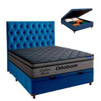 Box Baú Azul+cabeceira+colchão Casal Confort Black Ortobom - 1