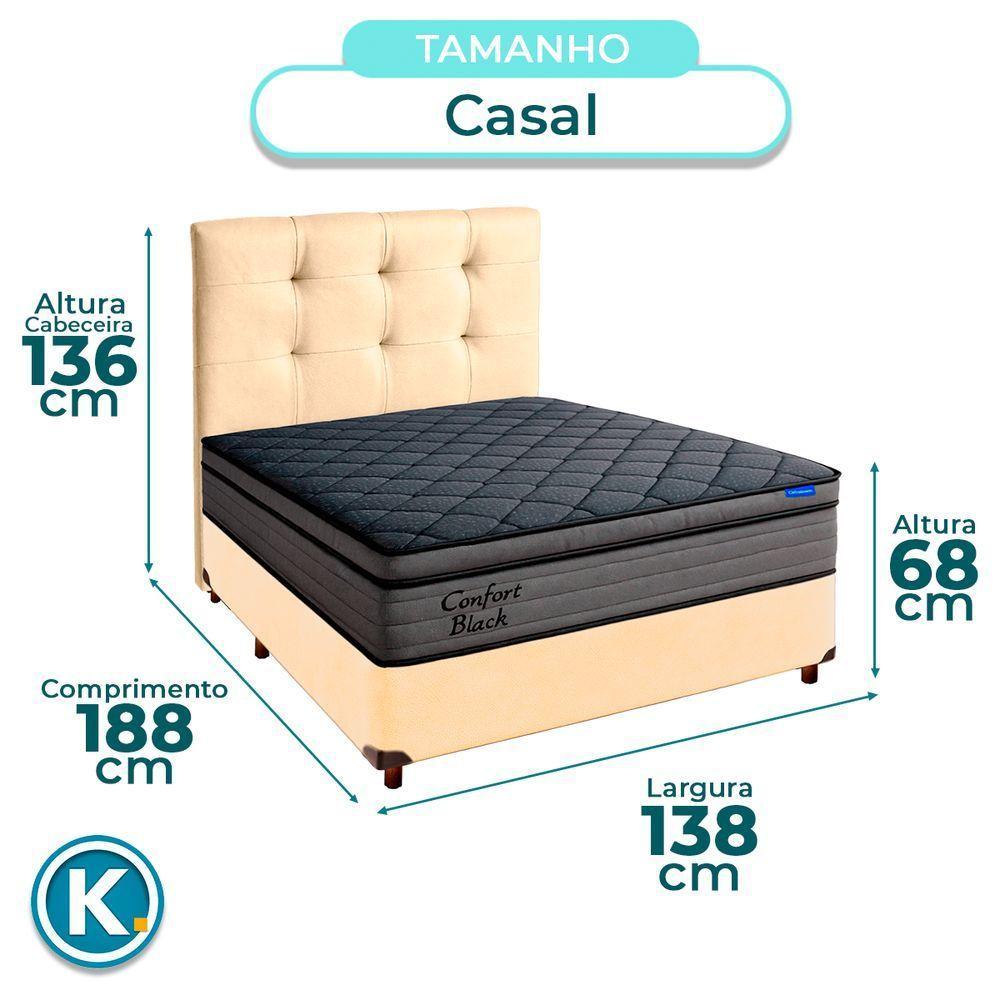 Box Begetiza + Cabeceira+colchão Casal Confort Black Ortobom - 3