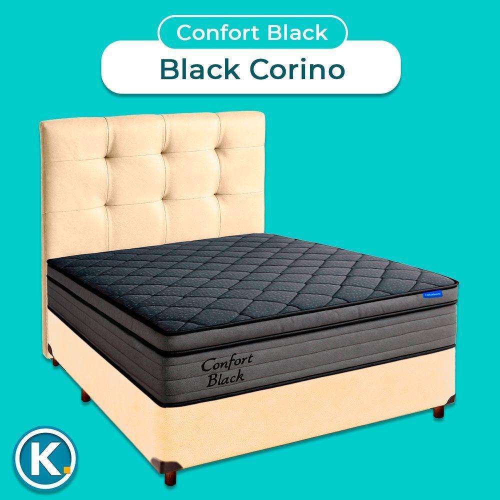 Box Begetiza + Cabeceira+colchão Casal Confort Black Ortobom - 4