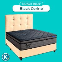 Box Begetiza + Cabeceira+colchão Casal Confort Black Ortobom