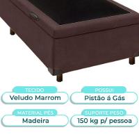 Cama Box Baú Solteiro Marrom Nature 88x188 - 2