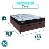 Conjunto Cama Box Bau Marrom Casal + Colchão Molas Ensacadas Life Gold Paropas - 3