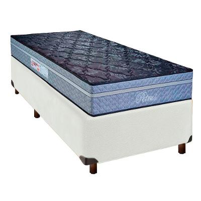 Conjunto Cama Box Branco Solteiro + Colchão Molas Ensacadas Petrus Paropas