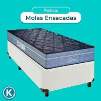 Conjunto Cama Box Branco Solteiro + Colchão Molas Ensacadas Petrus Paropas