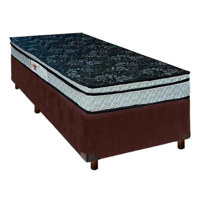 Conjunto Cama Box Marrom Solteiro + Colchão D28 Conforto Paropas