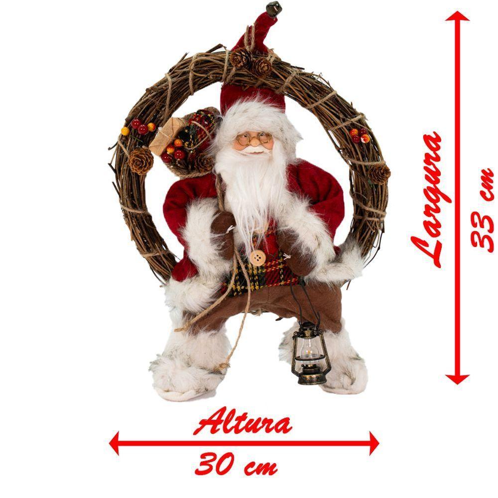 Enfeite Natalina Guirlanda Papai Noel Pendente De Porta 33cm - 2