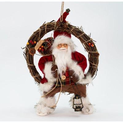 Enfeite Natalina Guirlanda Papai Noel Pendente De Porta 33cm