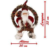Enfeite Natalina Guirlanda Papai Noel Pendente De Porta 33cm - 2
