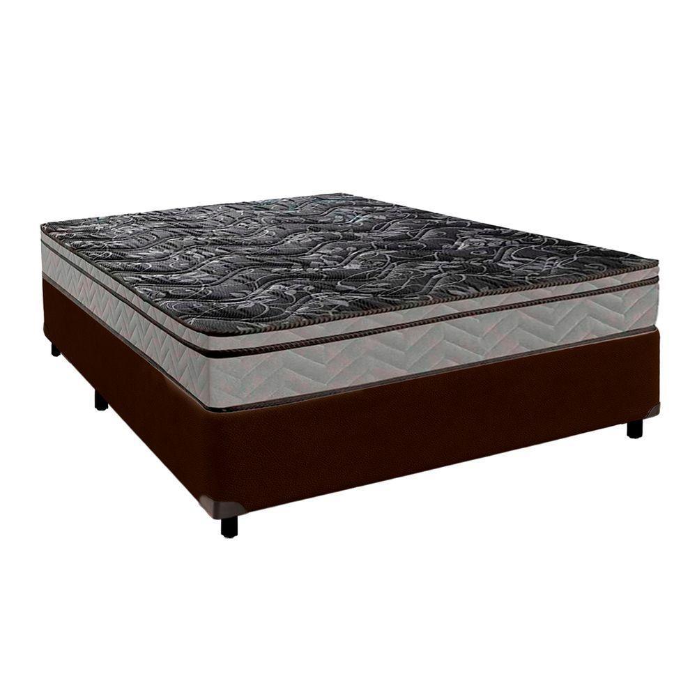 Conjunto Cama Box Marrom Casal + Colchão D28 Conforto Paropas - 1