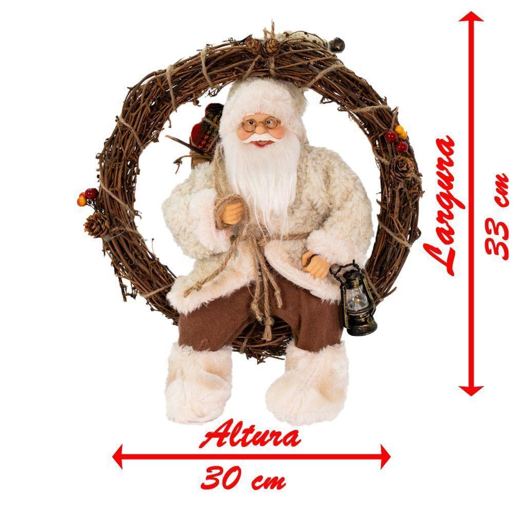 Enfeite Natalina Guirlanda Papai Noel Pendente De Porta 33cm - 2