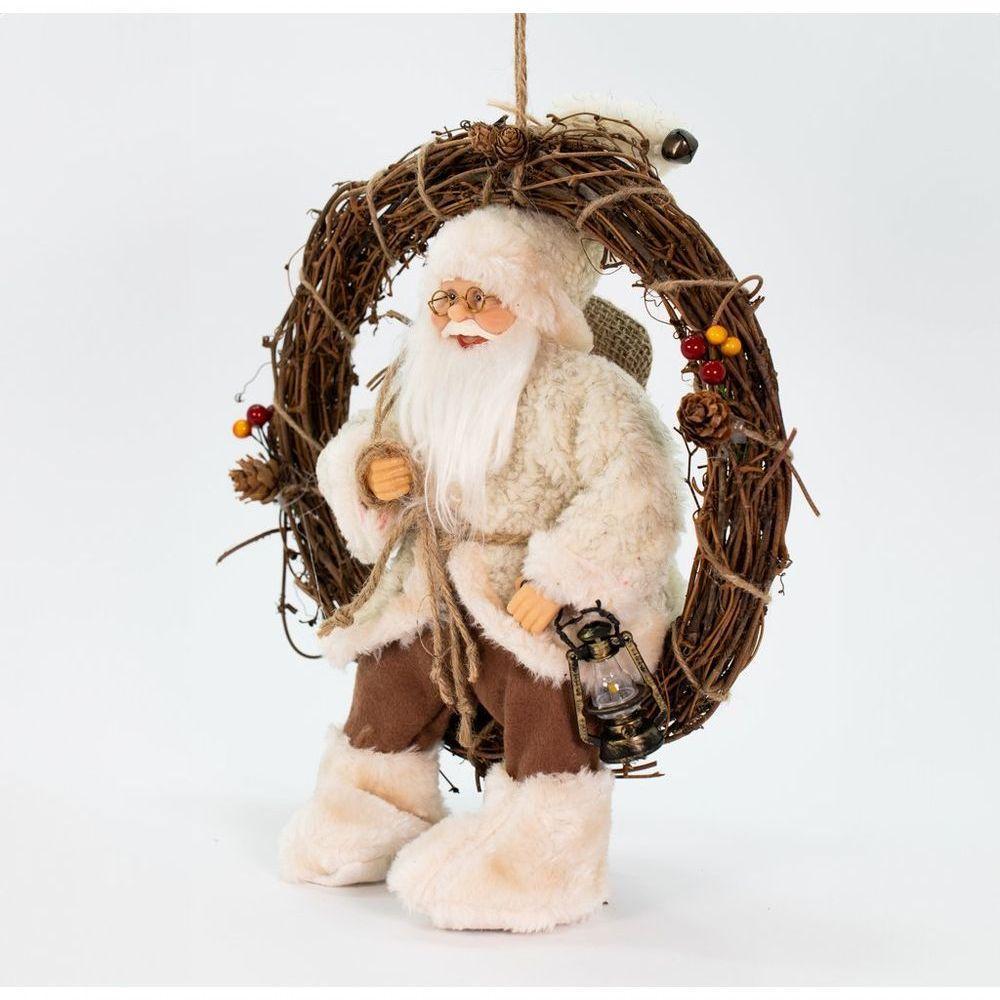 Enfeite Natalina Guirlanda Papai Noel Pendente De Porta 33cm - 4