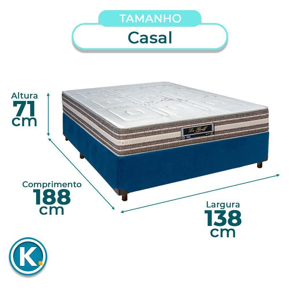Conjunto Cama Box Azul Casal + Colchão Molas Ensacadas Legriff Sankonfort - 3