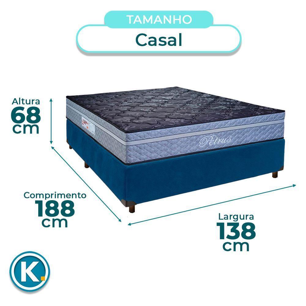 Conjunto Cama Box Azul Casal + Colchão Molas Ensacadas Petrus Paropas - 3