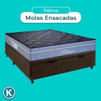 Conjunto Cama Box Bau Blindado Casal + Colchão Molas Ensacadas Petrus Paropas
