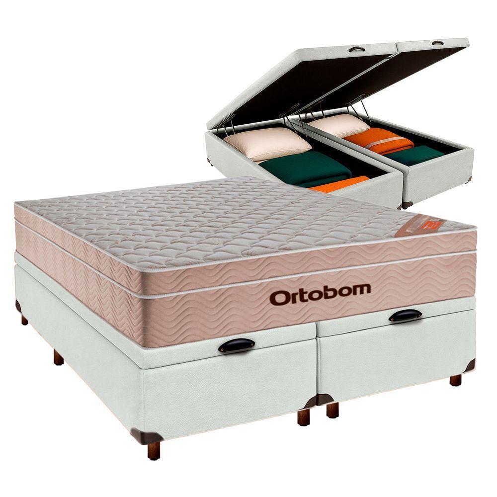 Cama Box Bau + Colchão Casal Molas Ensacadas Airtech Ortobom - 1