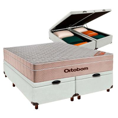 Cama Box Bau + Colchão Casal Molas Ensacadas Airtech Ortobom