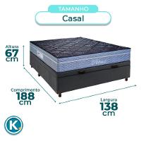 Cama Box Bau Cinza Casal + Colchão Molas Ensacadas Petrus Paropas - 2