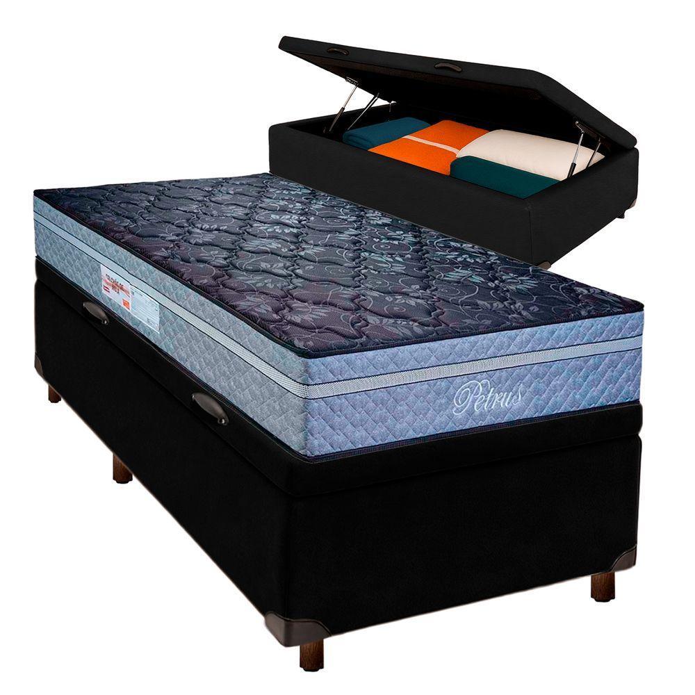 Cama Box Bau Blindado Solteiro + Colchão Molas Ensacadas Petrus Paropas - 1
