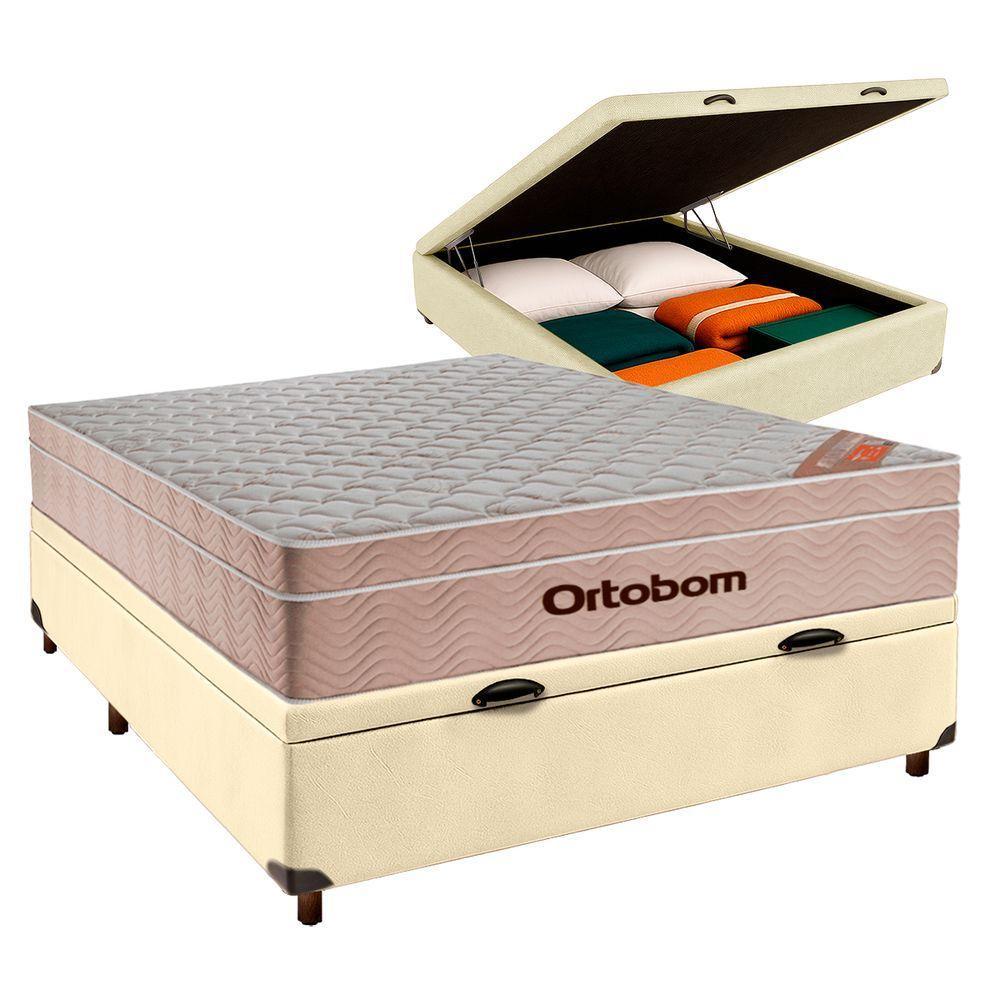 Colchão Casal Molas Ensacadas + Bau Bege - Airtech Ortobom - 1