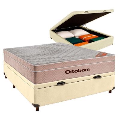 Colchão Casal Molas Ensacadas + Bau Bege - Airtech Ortobom
