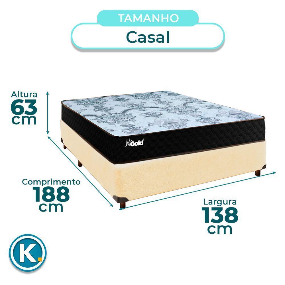 Cama Box Bege Casal + Colchão Molas Ensacadas Life Gold Paropas - 4