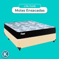 Cama Box Bege Casal + Colchão Molas Ensacadas Life Gold Paropas - 5