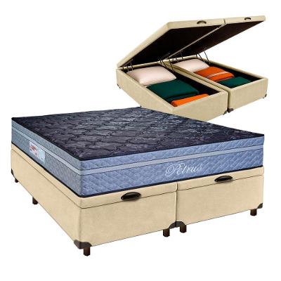 Cama Box Bau Blindado Queen + Colchão Molas Ensacadas Petrus Paropas