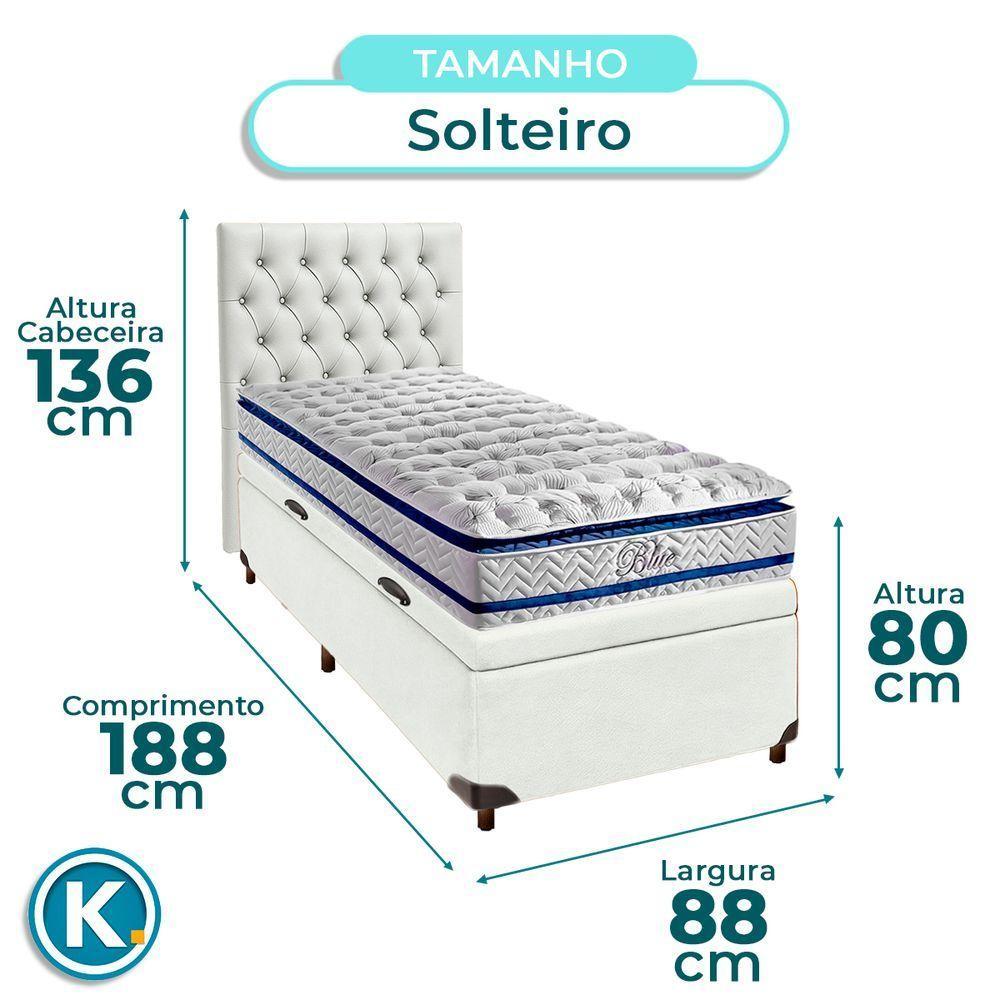 Kit Cama Box Bau + Cabeceira + Colchão Solteiro Molas Ensacadas - Blue - Paropas - 3