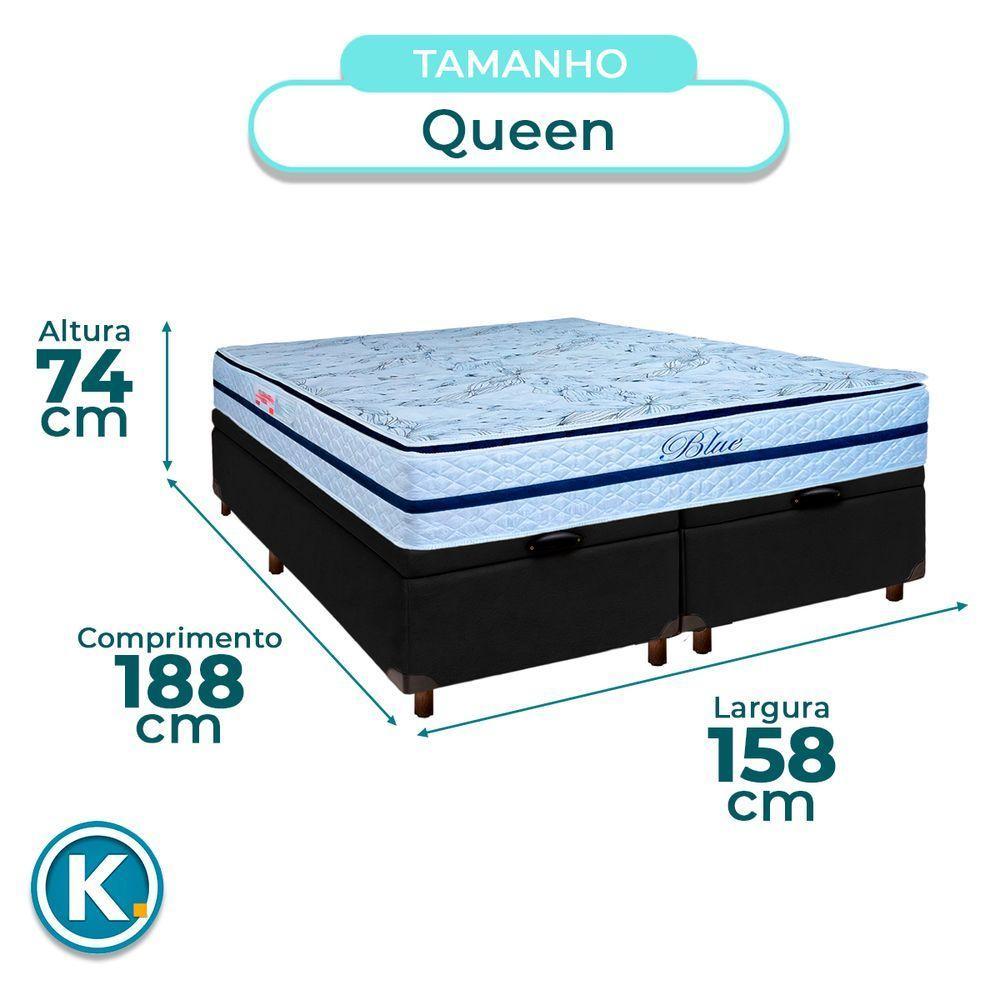Cama Box Bau + Colchão Queen Molas Ensacadas Blue Paropas - 3