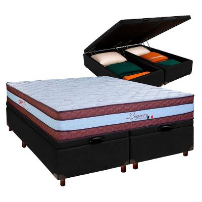 Cama Box Bau + Colchão Queen Molas Ensacadas Legaccy Paropas