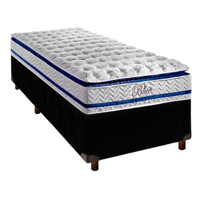 Cama Box + Colchão Solteiro Molas Ensacadas Blue Paropas