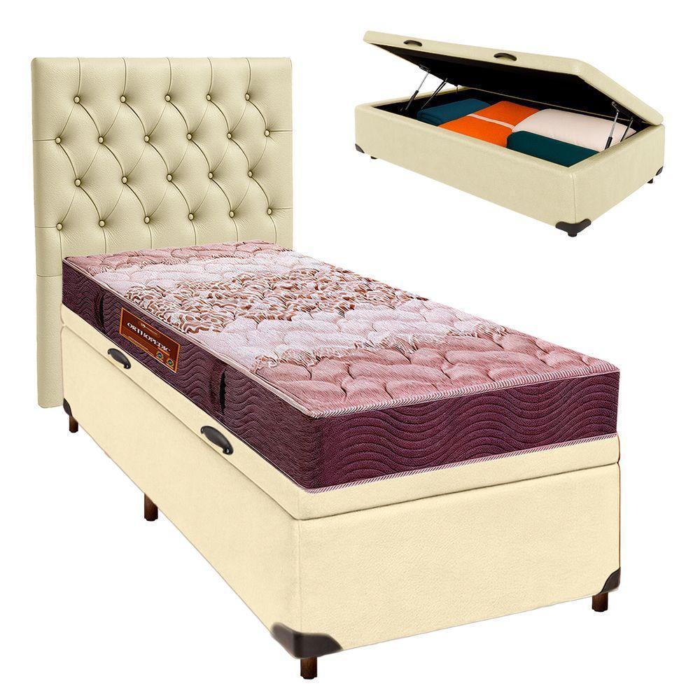 Kit Cama Box Bau + Cabeceira + Colchão Solteiro D26 - Ortophedic - Sankonfort - 1