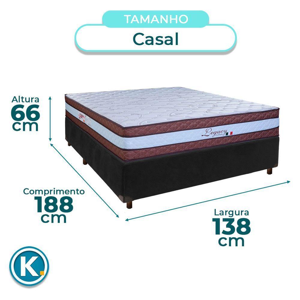 Cama + Box Preto E Colchão Molas Ensacadas Casal - Legaccy Paropas - 3